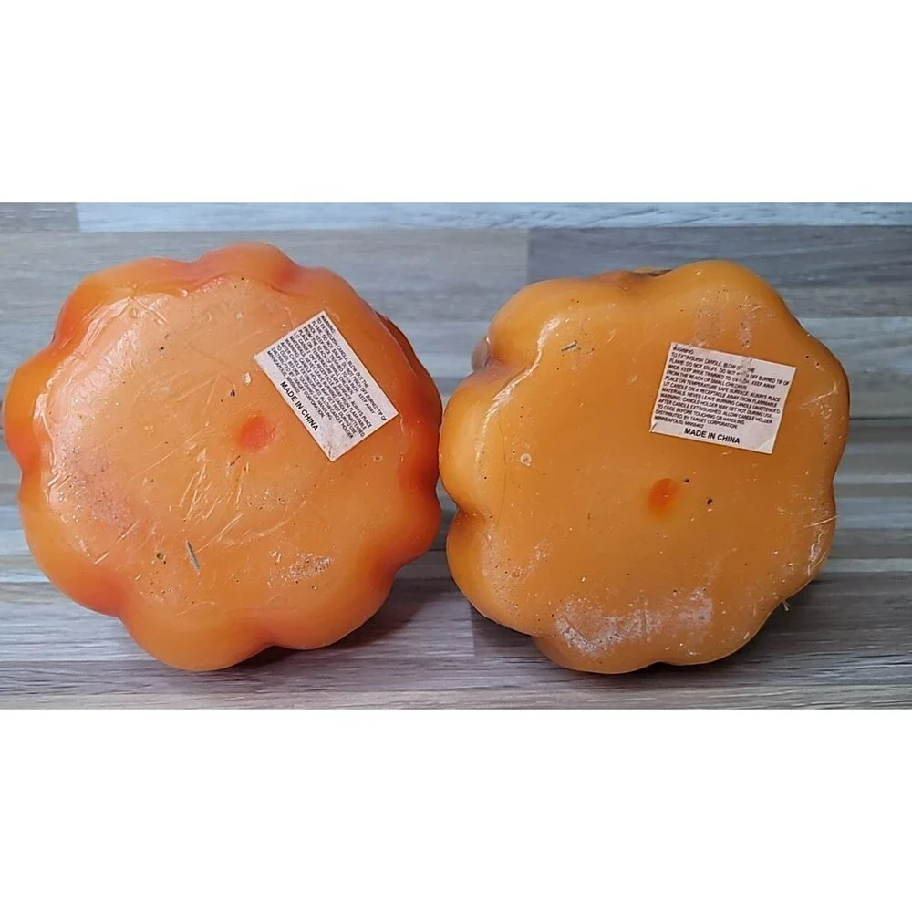 Lot of 2 Target Halloween Pumpkin Funny‎ Angry Face Candles Discontinued